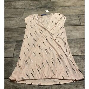 New APT 9 SZ Womens Sz XS Xsmall Rayon Blend Pink Sleeveless V Neck Wrap Shirt